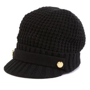 Michael Kors Black Thermal Peak Knit Visor Beanie